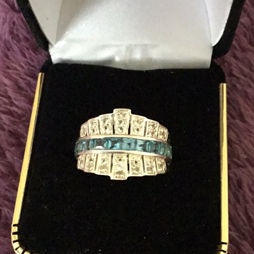 BRAND NEW BOLD Natural Diamond & Blue Sapphires Band Ring-7 - Picture 4 of 16